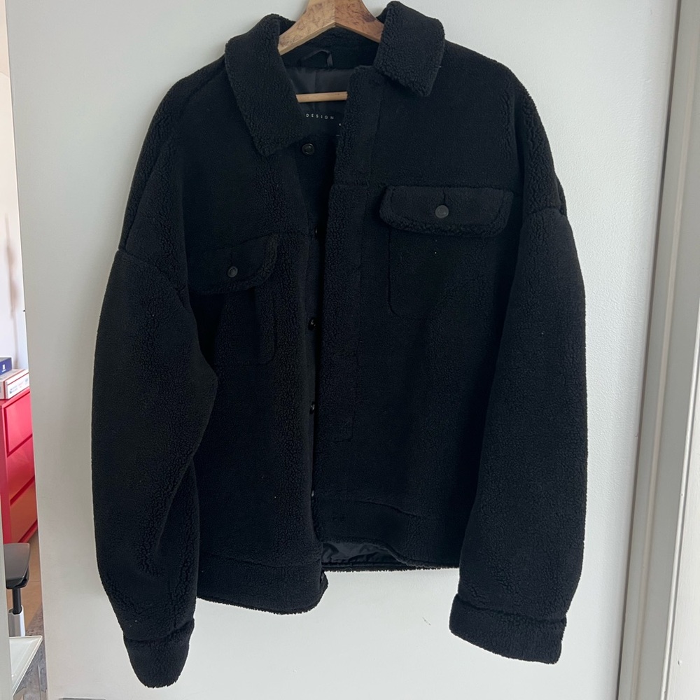 ASOS Black Lightweight Shirt Jacket Cozy Casual Style